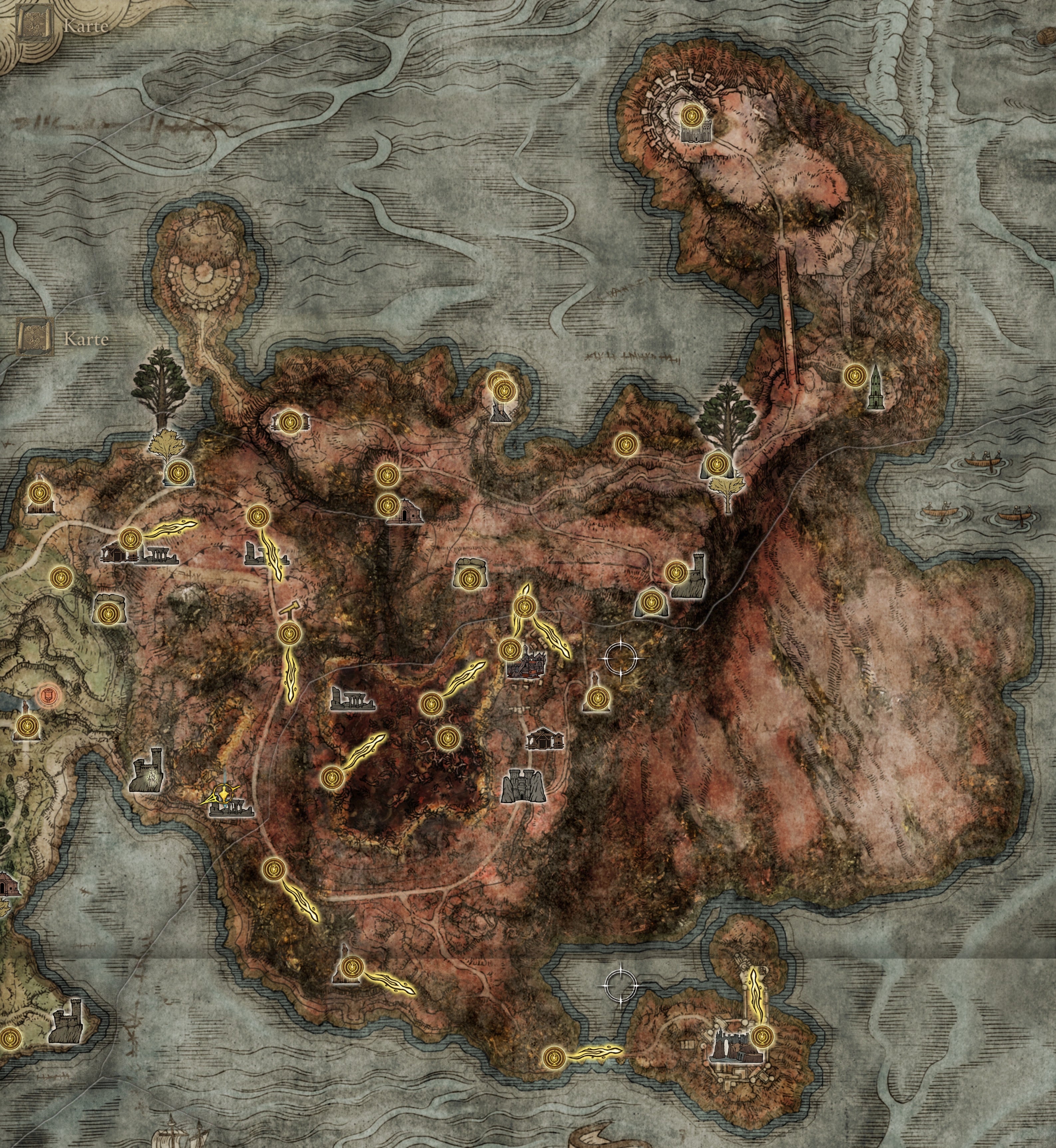 Elden Ring Boss Map Caelid Elden Ring: Caelid - Karte, Greyolls Drachenhügel, Aeonia-Sumpf, alle